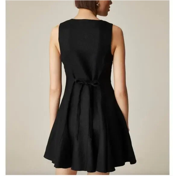 J Crew Linen Shirt Dress 14 Black NWT CK837 J.Crew Travel Resort Tie Back - Picture 2 of 5